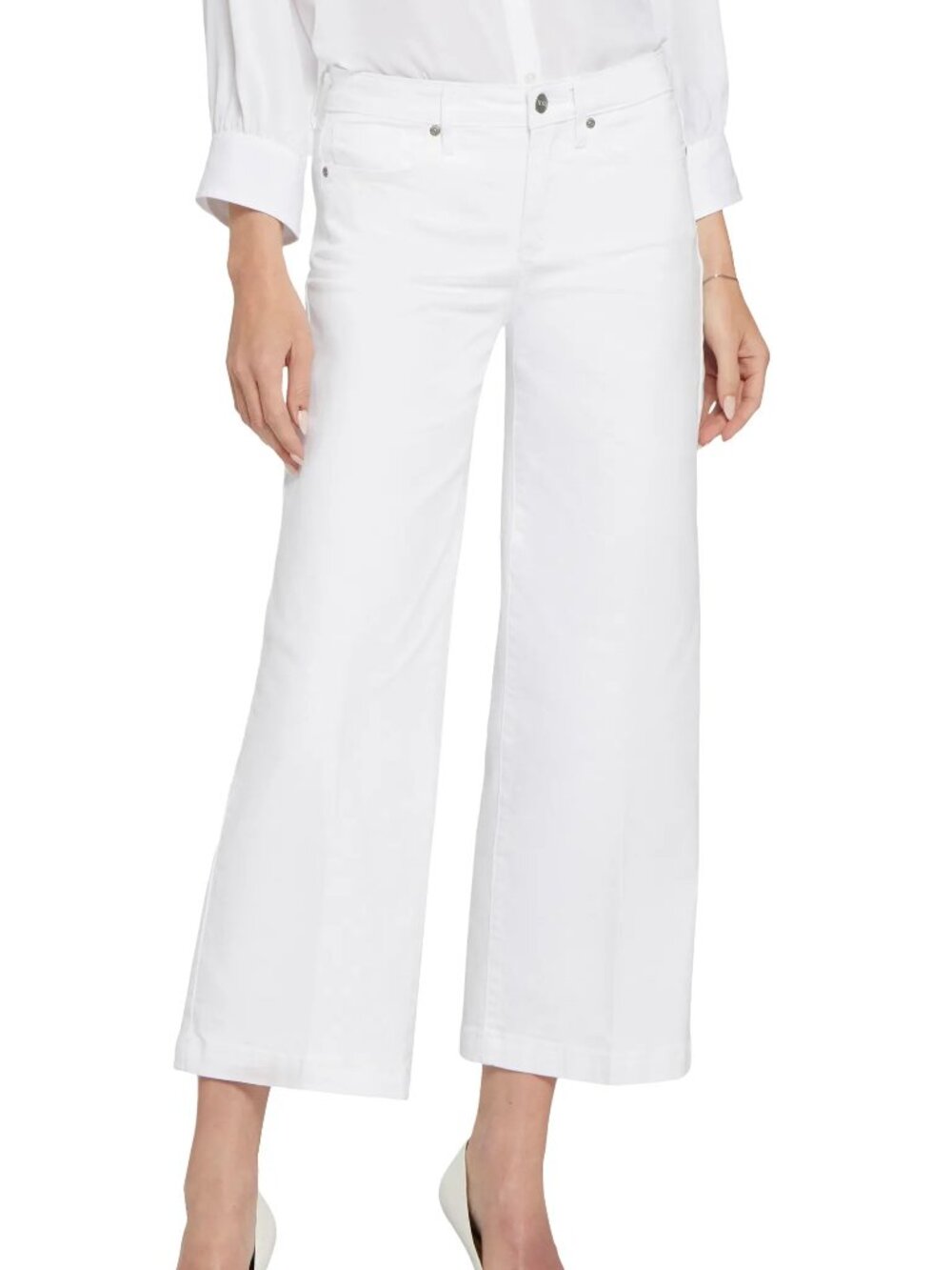 NYDJ Teresa Cuffed Wide Leg Jeans in Optic White